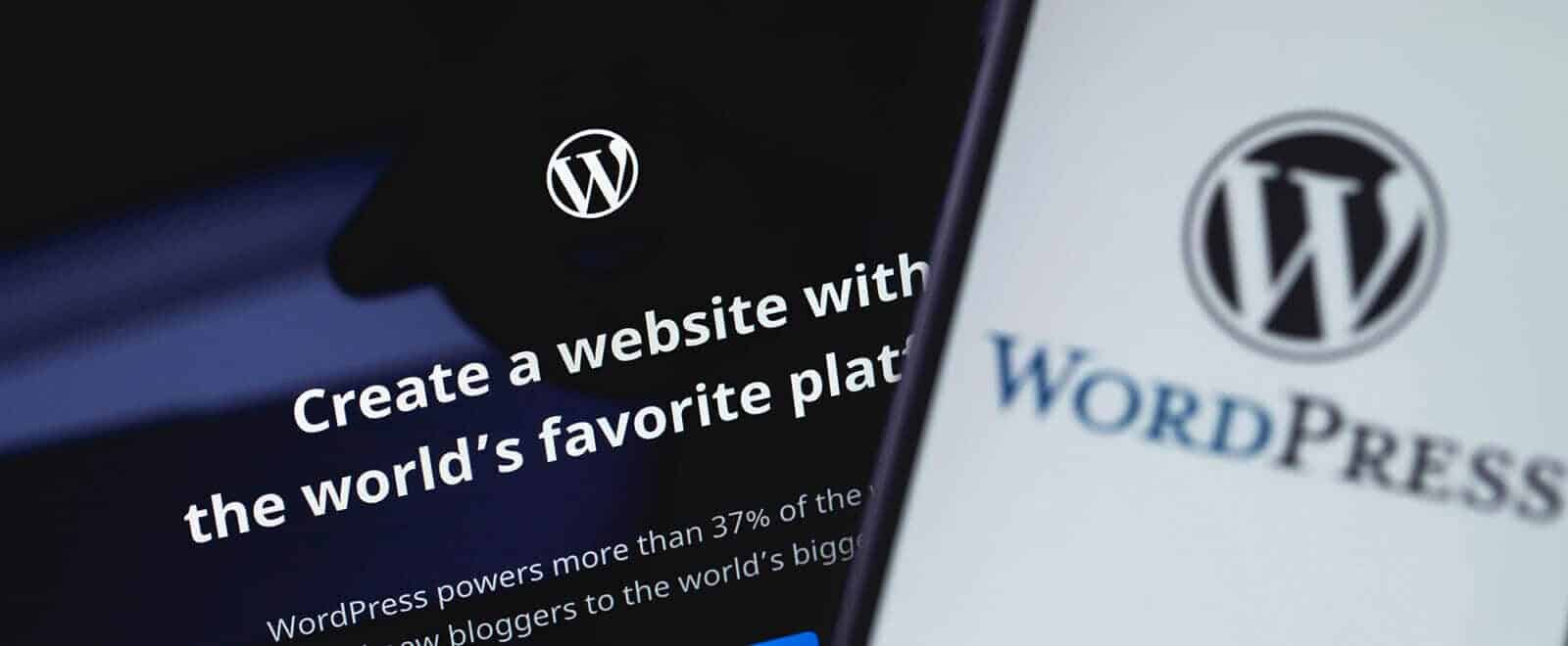 WordPress monthly support offering seen with WP logos on various device screens