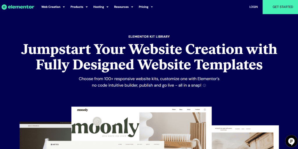 Elementor Kit Library page