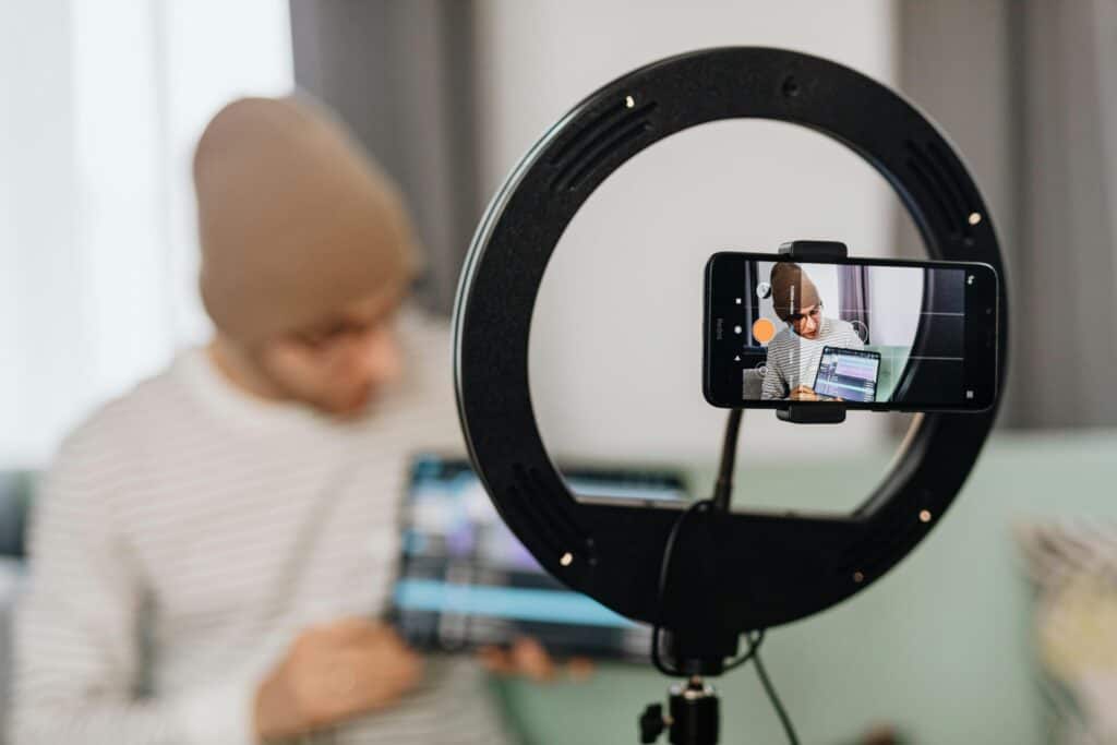 content creator making content