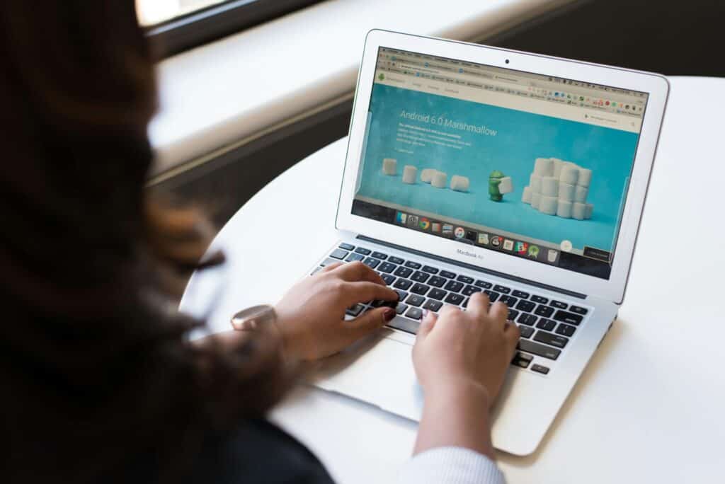 woman working on laptop