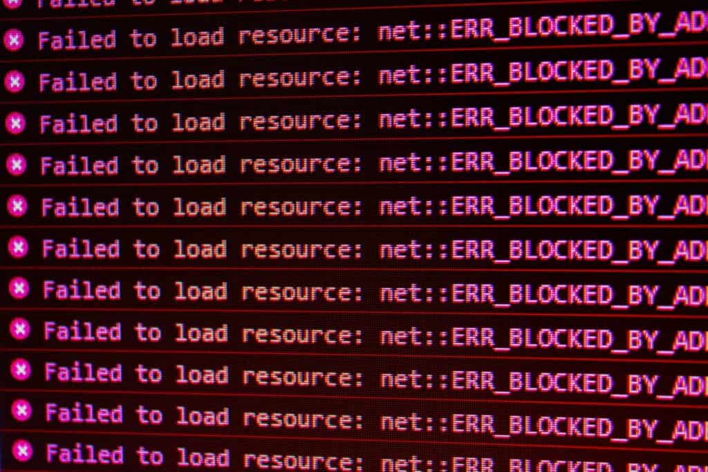 "Failed to load resource" text
