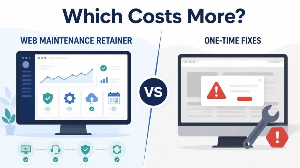 web maintenance retainer vs. one time fixes comparison