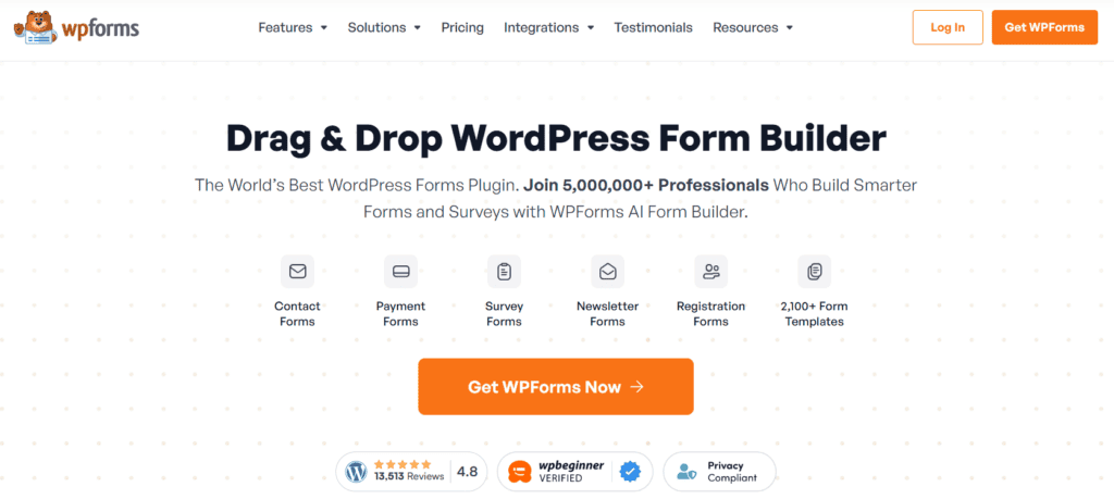 wpforms homepage